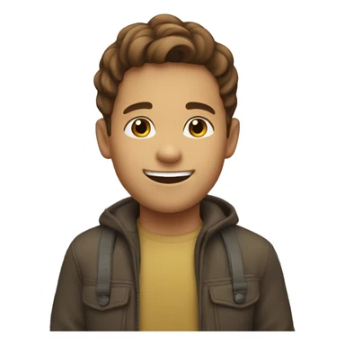 brown haired boy outdoors smile sticker