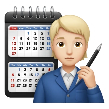 weekly calendar next to person adjusting it sticker