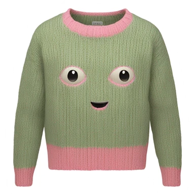 Pink and sage cropped oversize wool sweater, isolated sticker