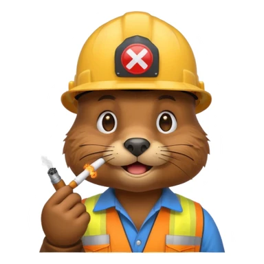 beaver smoking wearing a hard hat emojis funny sticker
