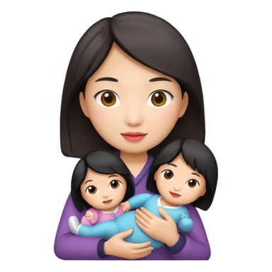 asian woman holding  doll sticker