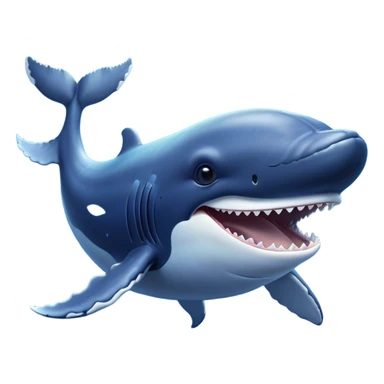 Meme-Worthy Singing Humpback Whale Portrait Emoji, Mouth open wide in a dramatic, melodious pose, showcasing a deep blue-gray body with barnacle accents and an expressive, soulful gaze, Simplified yet artistically graceful features, highly detailed, glowing with a soft, magical marine aura, high shine, enchanting and full of life, stylized with an air of deep-sea wonder, soft glowing outline, capturing the essence of a majestic humpback whale mid-song, resonating with the beauty of the ocean's ancient melodies! sticker