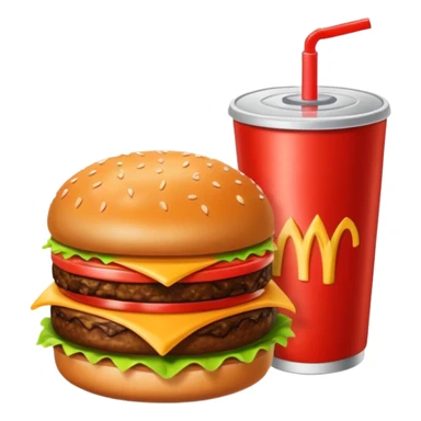 A single burger,, soft drink, fries image for my food vertical in the super app sticker