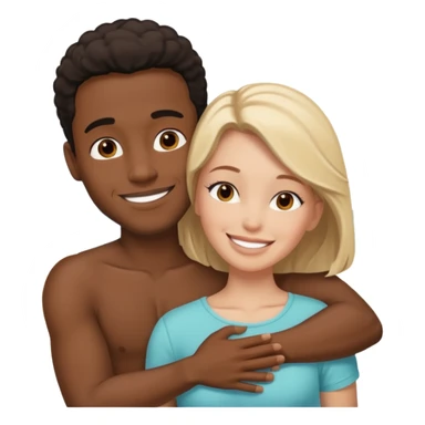 Black Man and white woman hug love on beach sticker