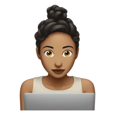 woman hiding behind a laptop inception sticker