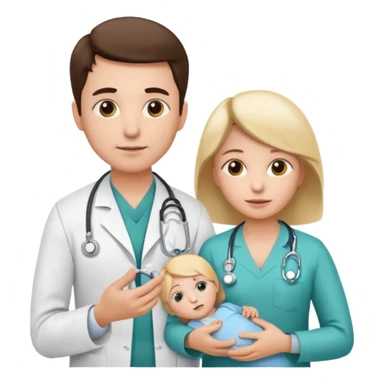 American doctor explaining to mother with sick child. for Family Medicine emoji with for family  sticker