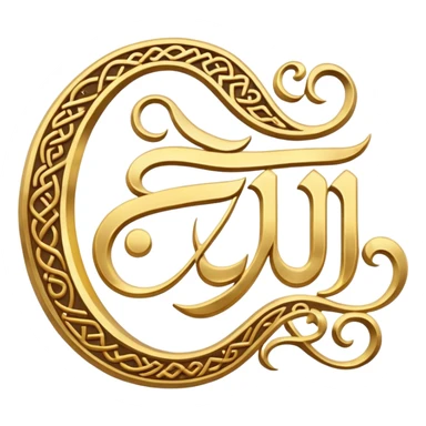 the word 'arabic' stylized as a golden script sticker