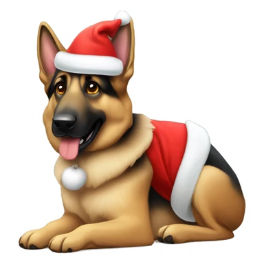 german shepherd with santa hat sticker