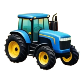 An icon showing tractors in a colorful rural landscape, inspired by Farming Simulator 22. The design features vibrant fields, barns, and crops under a bright sky, with tractors working the land. The peaceful and immersive farming environment is highlighted with a transparent background sticker