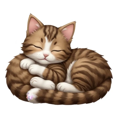 dark brown tabby and white kitten sleeping on its back sticker