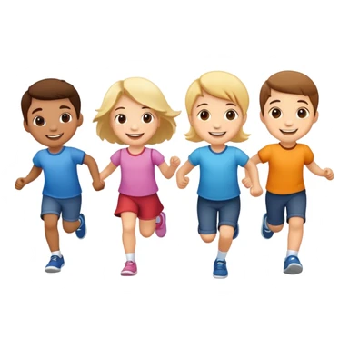 group of children skipping together, fun and friendly sticker