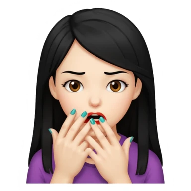girl with black hair biting her nails sticker