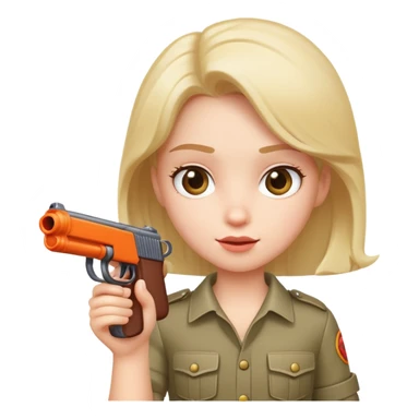 character holding a toy gun, playful expression sticker