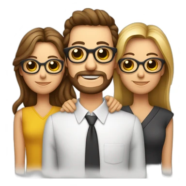 Familia de padre castaño y con gafas, madre con rizos, hijo rubio hijo moreno sticker