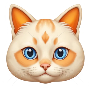 chubby flame point Siamese, white fur with orange accents and blue eyes and very cross eyed  sticker