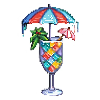 Colorful cocktail with umbrella sticker