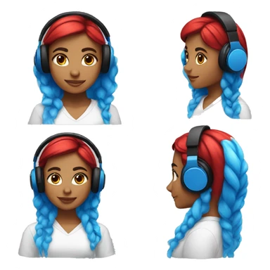 Latina with headphones blue and red split dye hair sticker