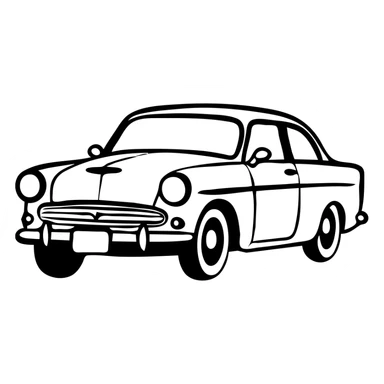 Vintage car icon, classic automobile sticker