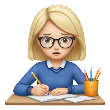 girl doing homework looking stressed sticker