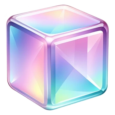 Sparkly glossy Pastel iridescent glass crystal cube sticker
