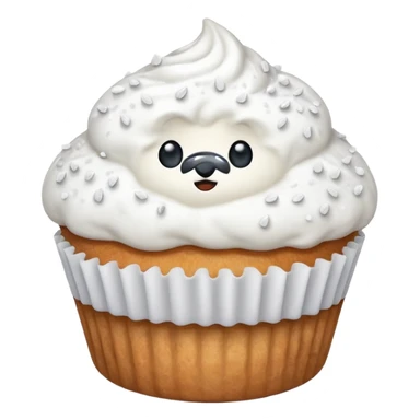 white coloured muffin with white topping sticker