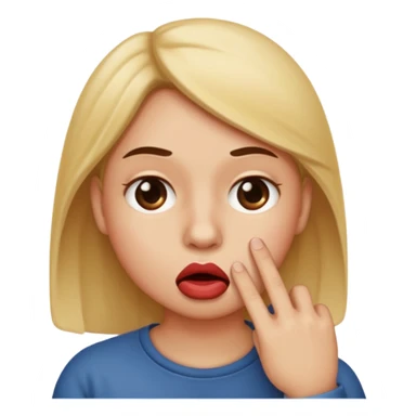 Emoji face biting lip with finger in mouth sticker