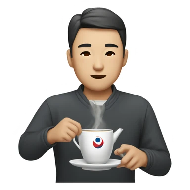 Korean man drinks tea sticker