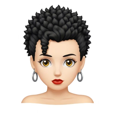 mulher branca de cabelo moicano preto enrolado sticker