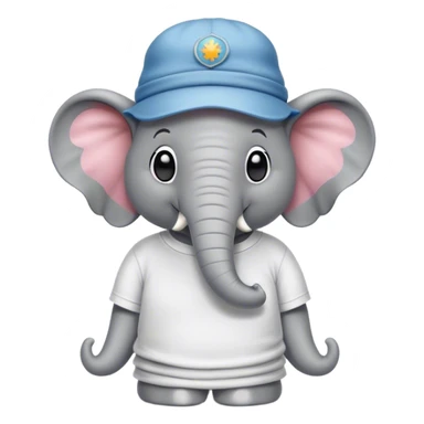 Un elefante que tenga una camiseta de fantastic con un gorro de cumpleaños feliz que sea tierno  sticker