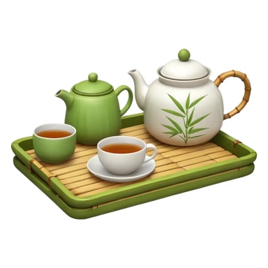 japan bamboo tray with a teapot and cup sticker