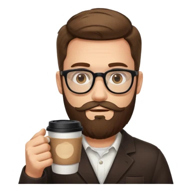 men with bearded with opticals  on holding coffee sticker
