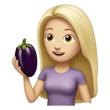 Blonde white girl eating eggplant sticker