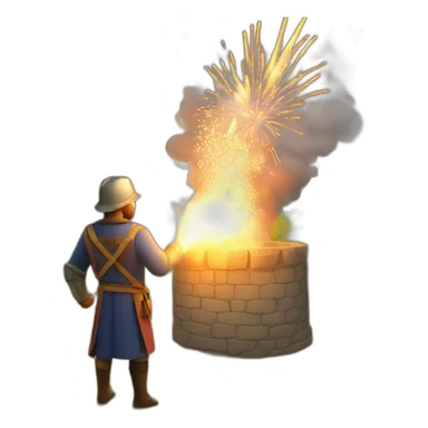 medieval Pyrotechnician seeing some fireworks go off in front of him sticker