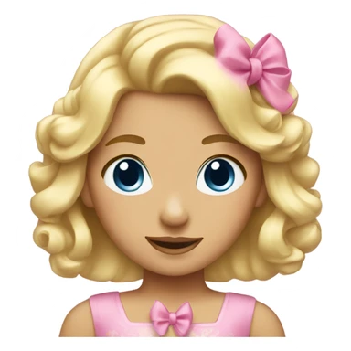 Blonde princess with pink hair bows sticker