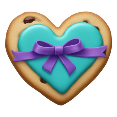 Cookie heart with teal purple awareness ribbon sticker