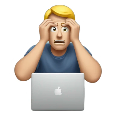 Person frustrated with spam emails sticker