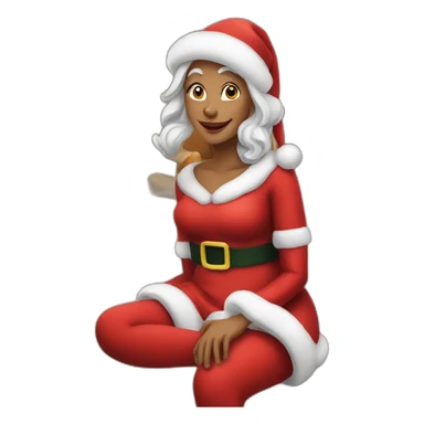 mrs santa claus sitting on bed sticker