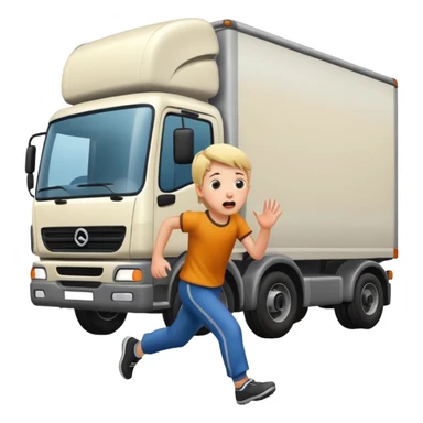 children running away from lorry sticker
