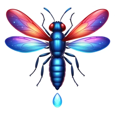 glitter red and blue firefly sticker