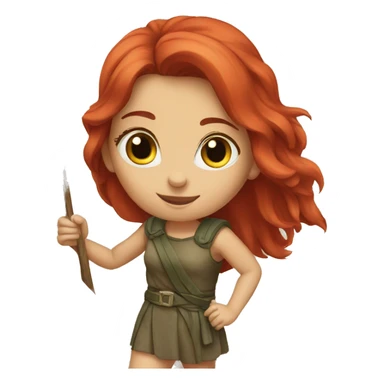 a red hair female on mountain summit greek flag sticker