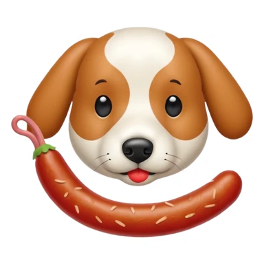 Un perro con una salchicha en forma de corazón  sticker