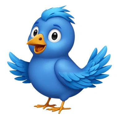 A blue Twitter bird happily singing Beautiful music sticker