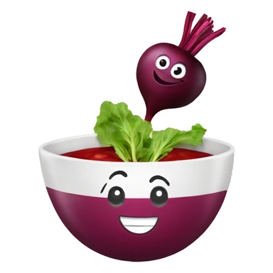 happy beet that does not look like an onion next to happy beet soup in a bowl sticker