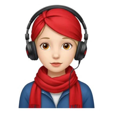 young girl with red scarf wearing headphones sticker