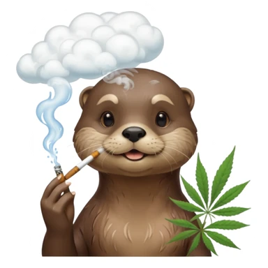 a female otter smoking a joint surrounded by marijuana fumes. a bit california hippy vibe sticker