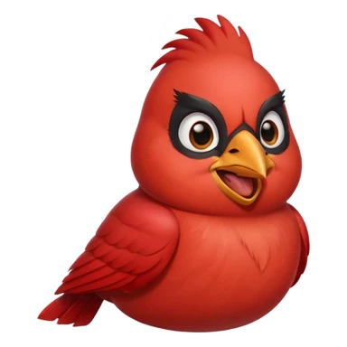 Male Cardinal (bright red)

"Laughing male cardinal bird, eyes closed, beak open wide, joyful expression, feathers slightly puffed, cartoon emoji style. sticker