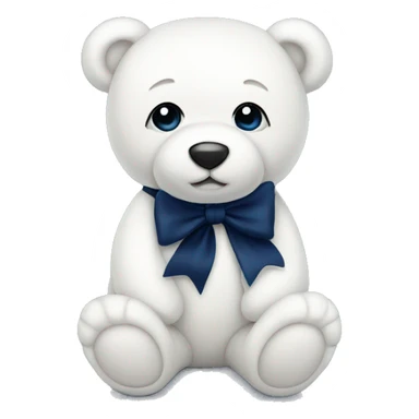 White teddy bear with a navy blue bow  sticker