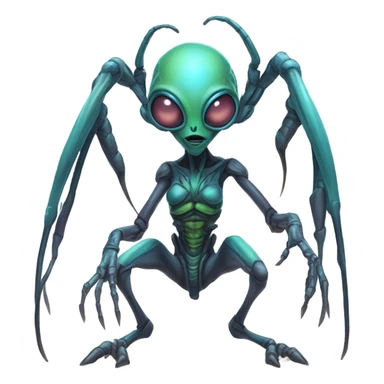a insectoid alien woman full body sticker