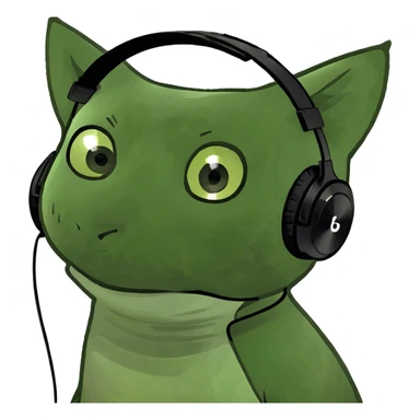 Crea un gato blanco escuchando musica sticker