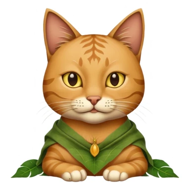 ancient cat with leaf cloth sticker